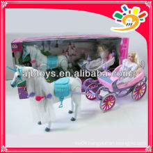 B/O horse carriage toy with 11" doll